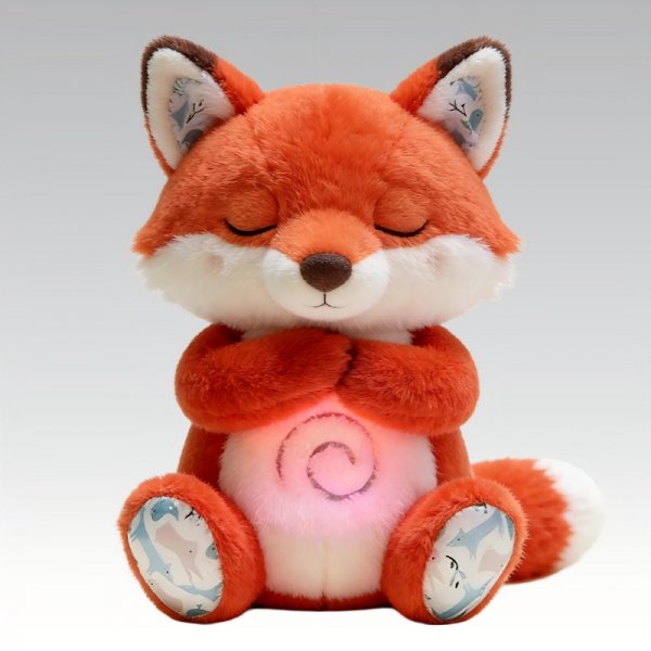Glowing Red Fox Plush Toy - Cuddly Stuffed Animal with LED Belly Light