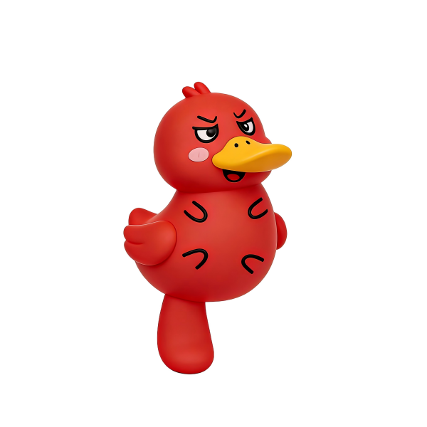 Grumpy Red Duck Shape Soft Plush Cat Chew Toy with Catnip